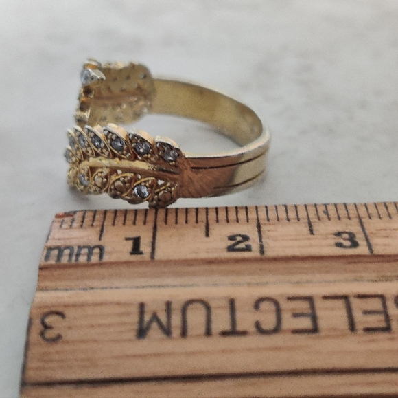 Olive Branch Diamante ring Gold Wash Over Silver Y2K - Picture 14 of 16